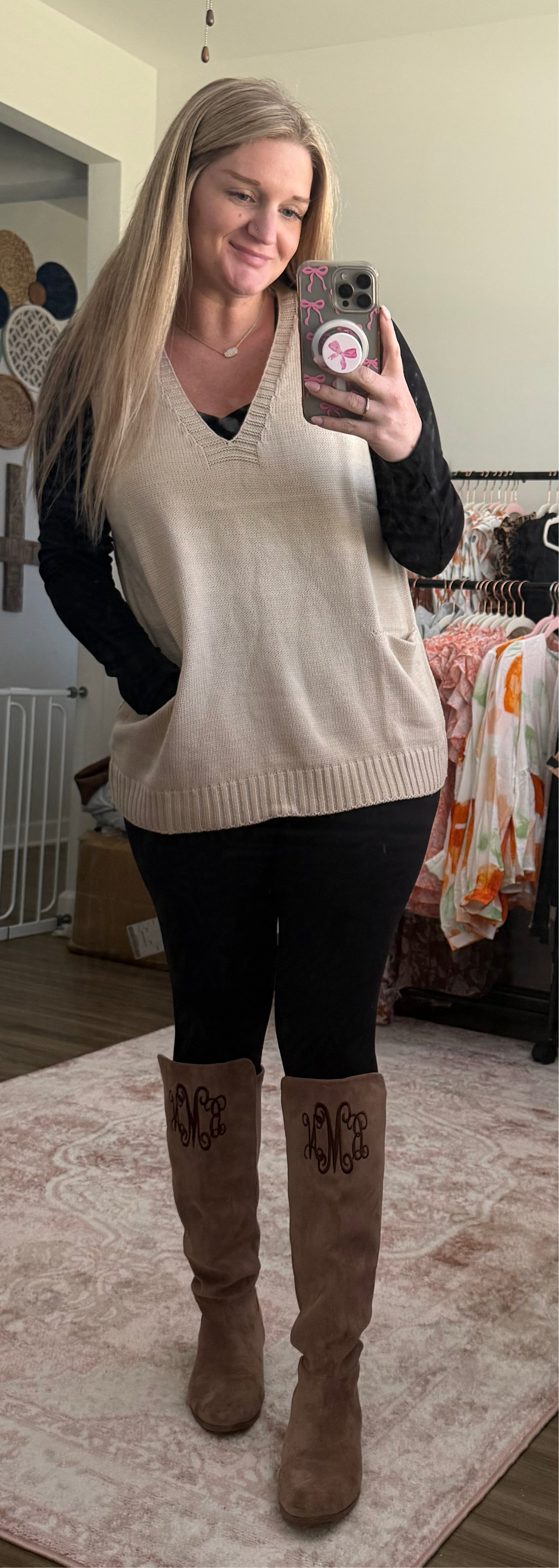 Cream V Neck Sweater Vest