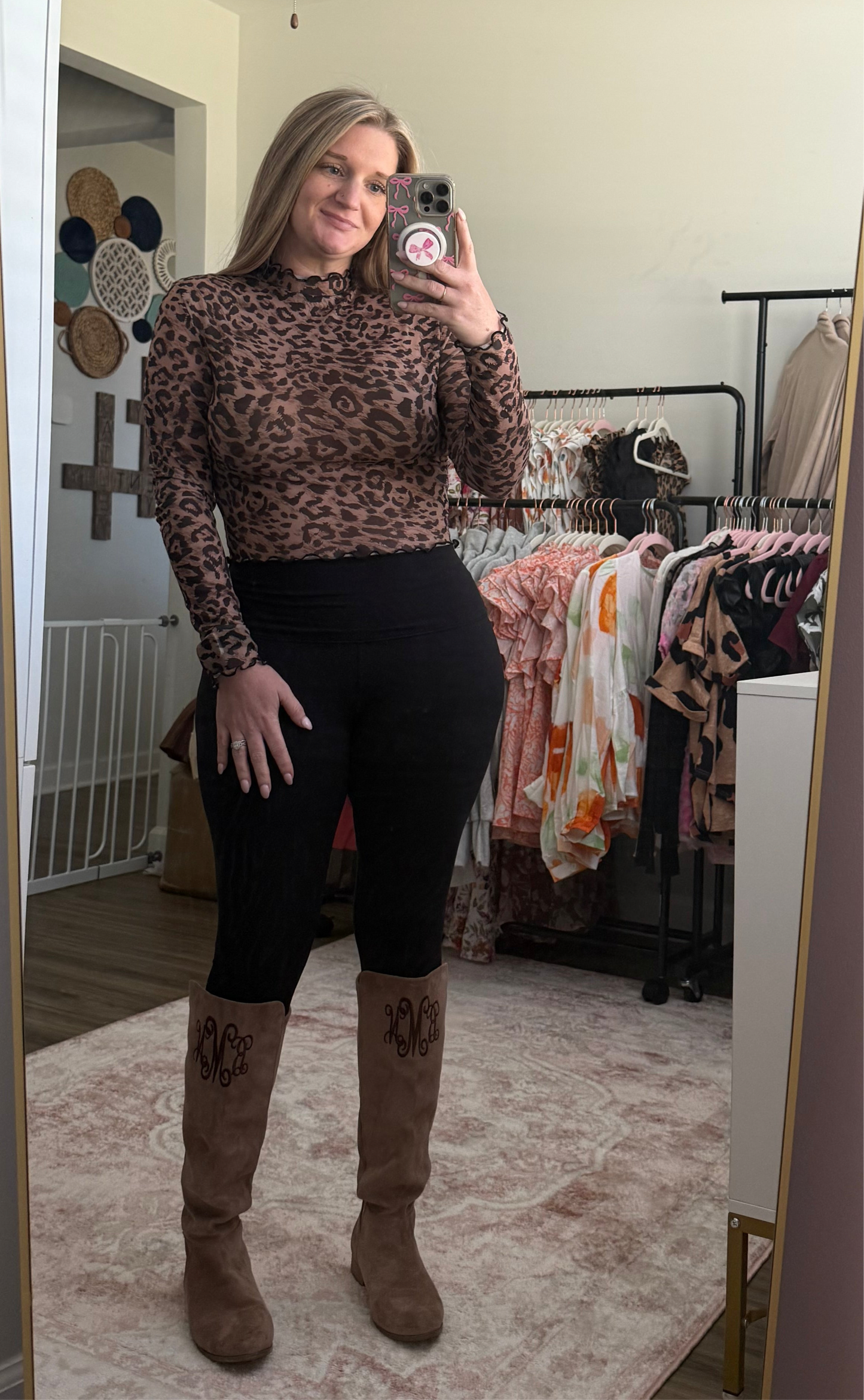 Cheetah Sheer Long Sleeve Top