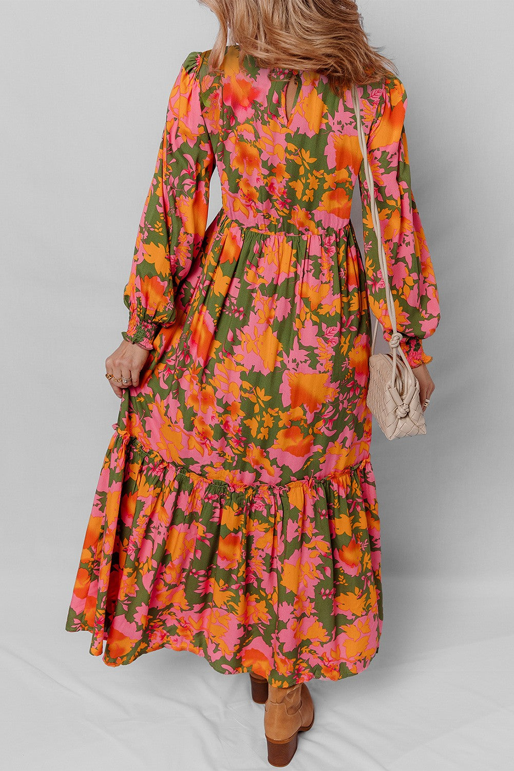 Floral Smocked Frill Tiered Dress