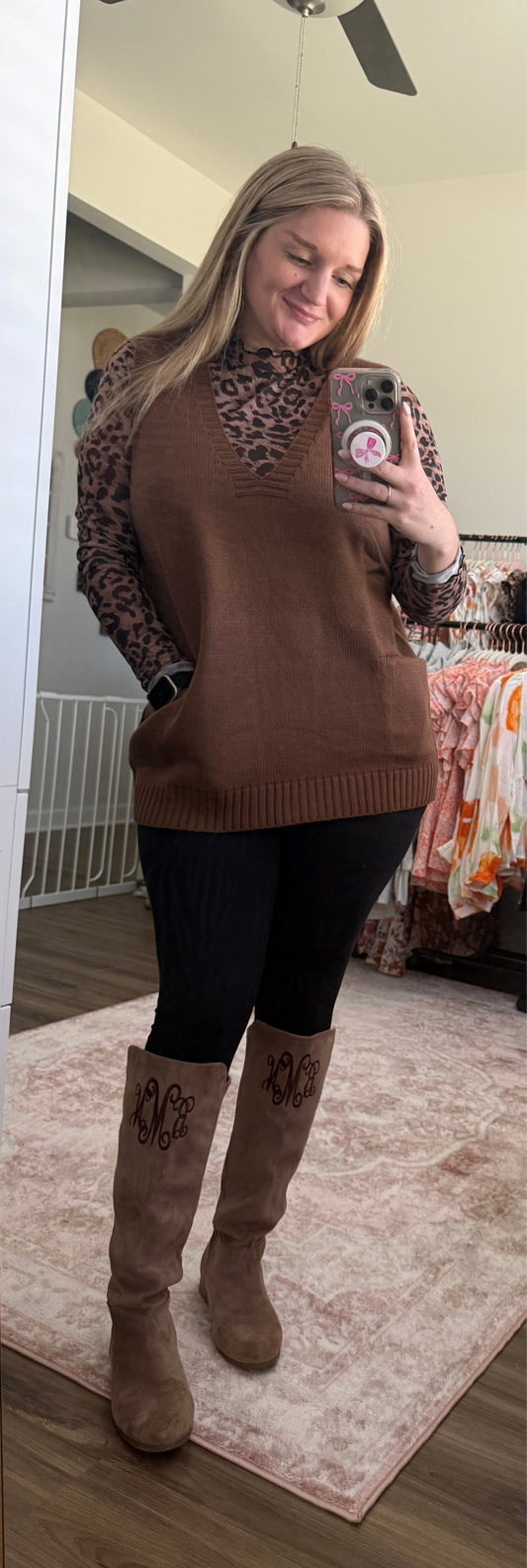 Brown V Neck Sweater Vest