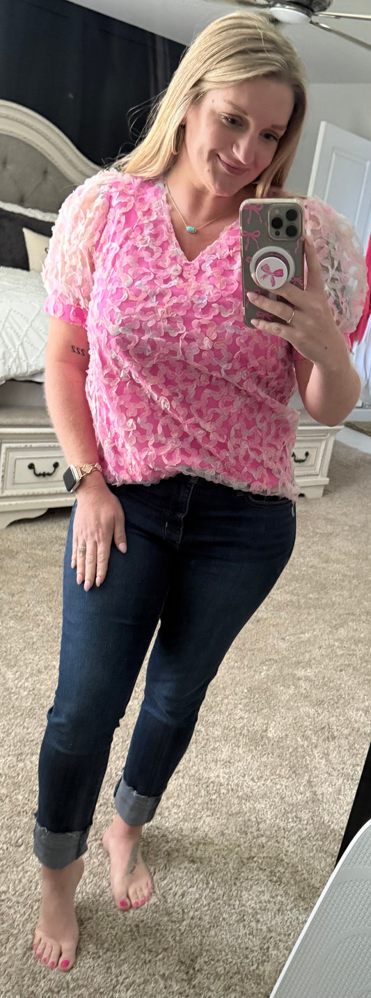 Bonbon Applique Puff Sleeve Blouse