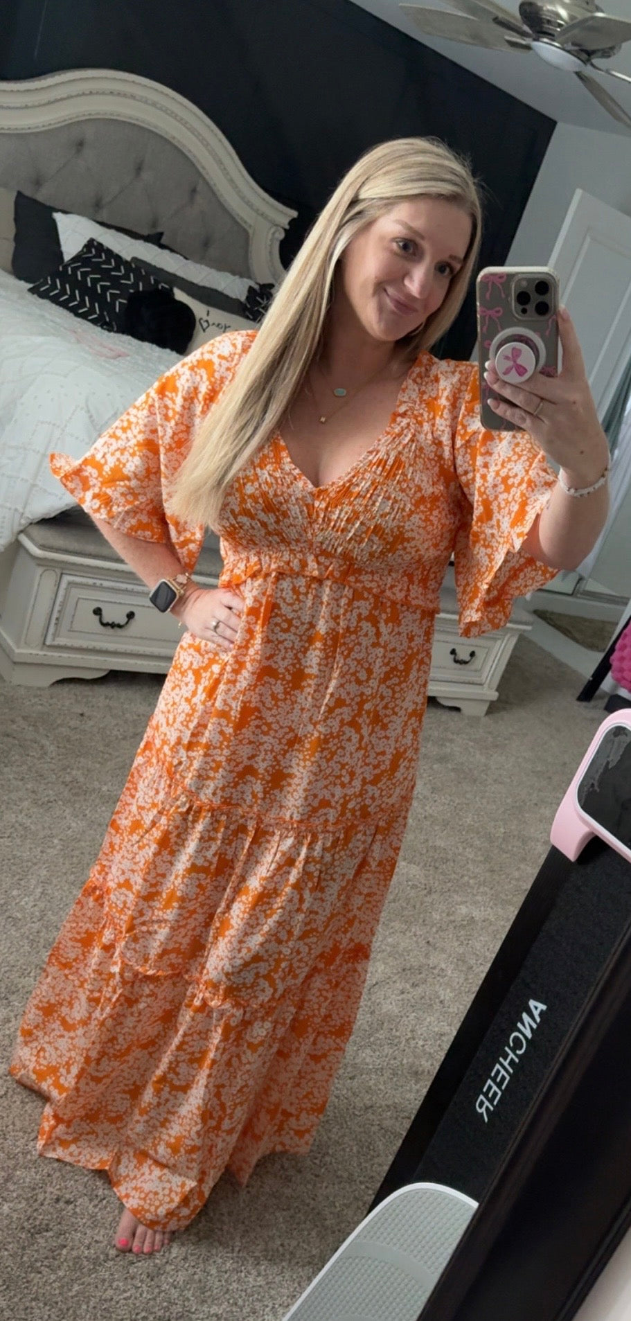 Orange Floral Maxi Dress