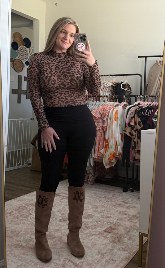 Cheetah Sheer Long Sleeve Top