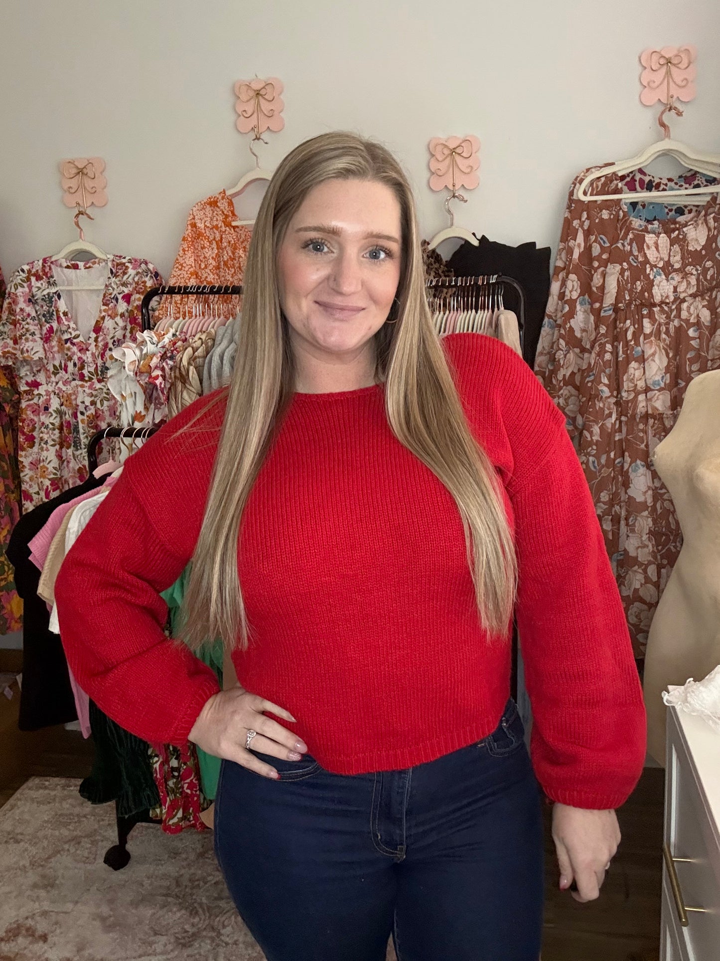 Red bow sweater