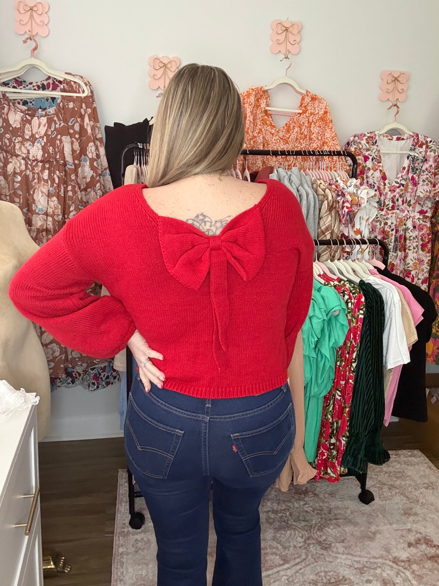 Red bow sweater