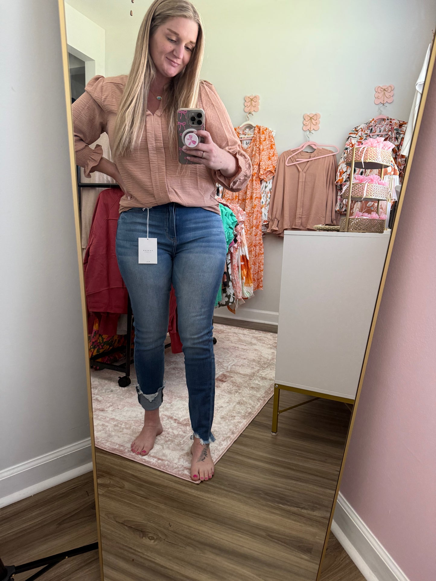 Kan Can High Rise Fary Hem Skinny Jeans
